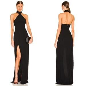 Amanda Uprichard Black Queen Halter Neck Maxi Gown Size Medium